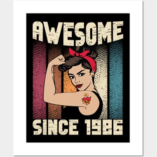 Awesome since 1986,36th Birthday Gift women 36 years old Birthday Posters and Art